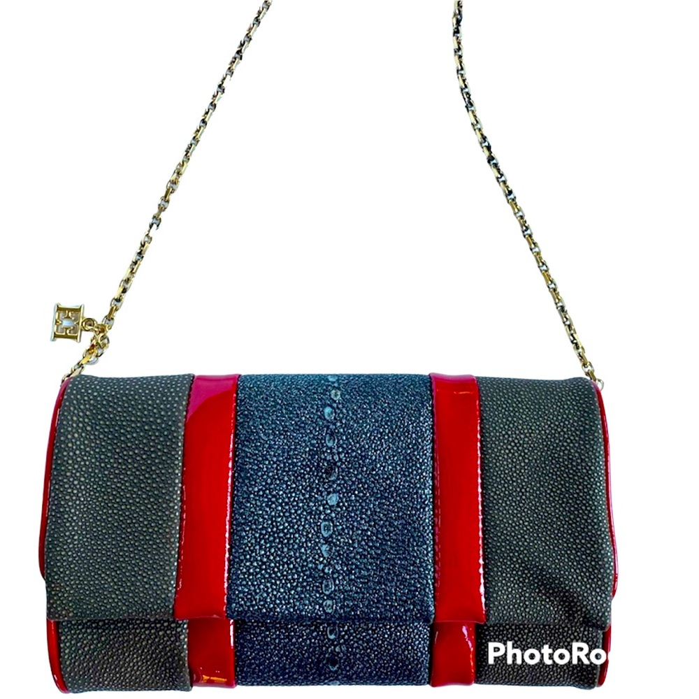 ESCADA  gray & red small handbag, NWT